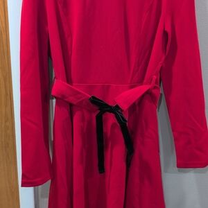 Allegra K Vibrant Red Dress with Black Accent